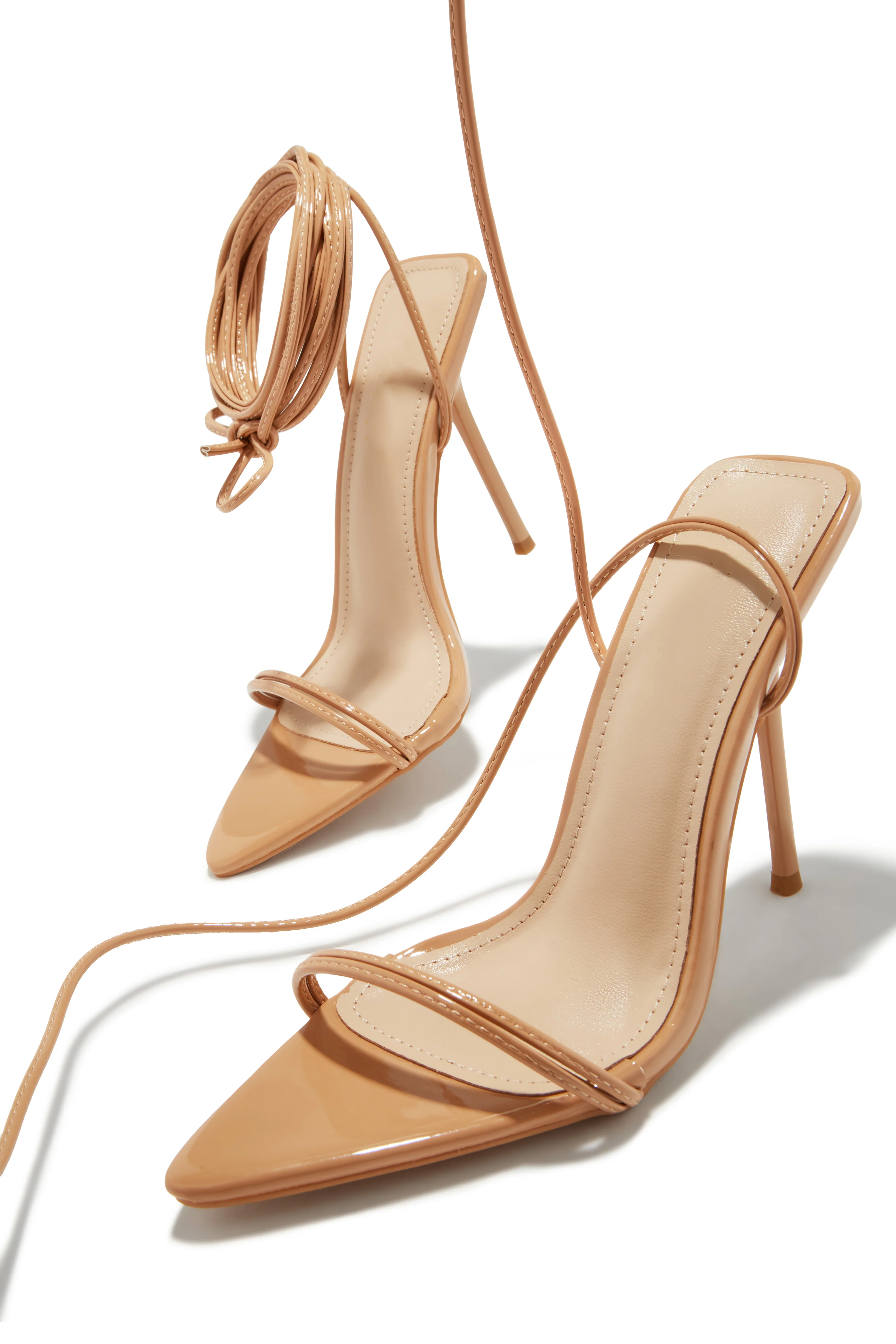 Zemira Lace Up High Heels - Nude - Image 3