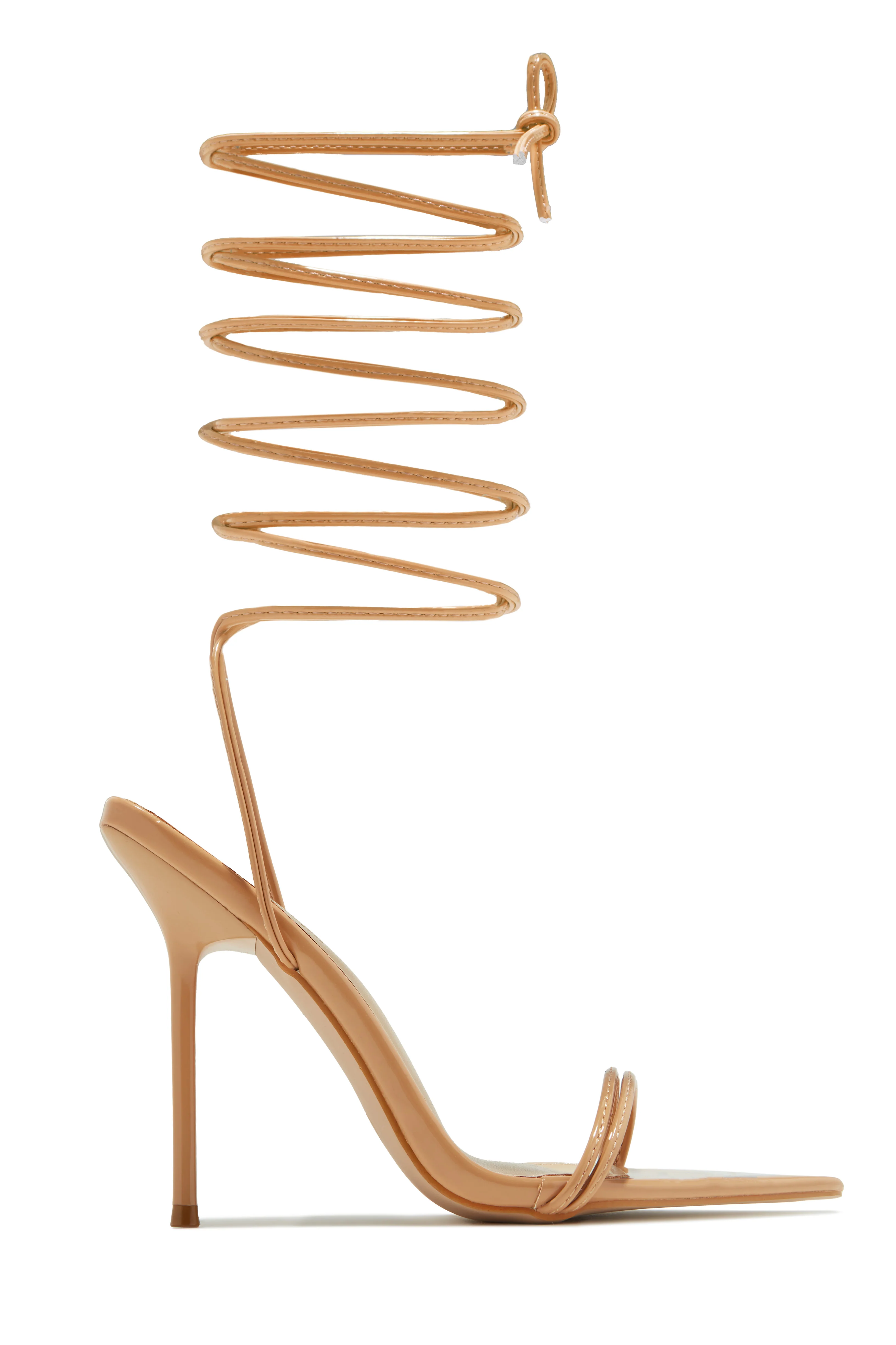 Zemira Lace Up High Heels - Nude - Image 4