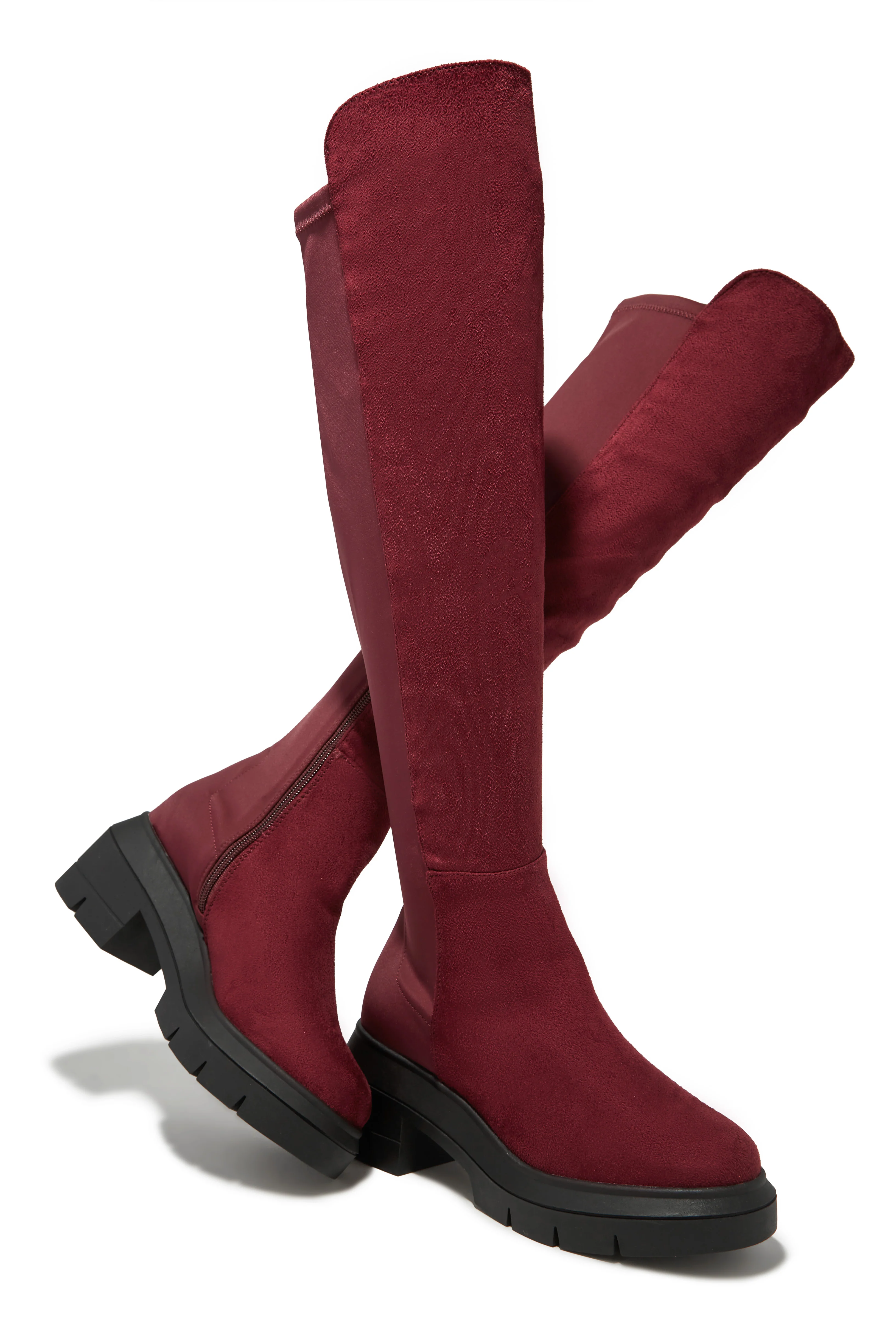 Zerah Over The Knee Boots - Burgundy - Image 5